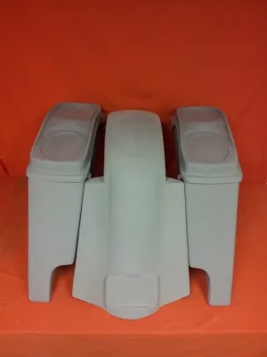 Harley Davidson 4" Extended Stretched Saddlebags   Dual 6 x 9 Speaker Lids & Replacement Fender 89 - 08