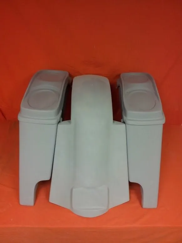 Harley Davidson 4" Extended Stretched Saddlebags   Dual 6 x 9 Speaker Lids & Replacement Fender 89 - 08