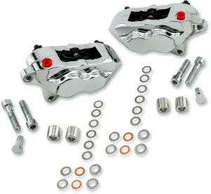 Hawg Halters Inc FKDDCC551 4 Piston Dual Disc Front Brake Caliper Kit - Chrome
