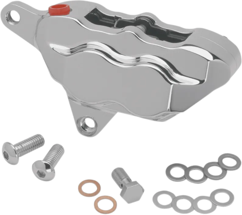 Hawg Halters Inc FKDDCC551 4 Piston Dual Disc Front Brake Caliper Kit - Chrome