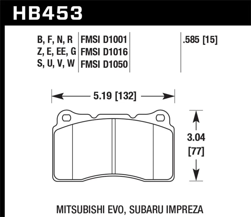 Hawk Street 5.0 Front Brake Pad Brembo for 17-21 Civic Type-R FK8 / 04-08 TL | Integra Type-S | HB453B.585