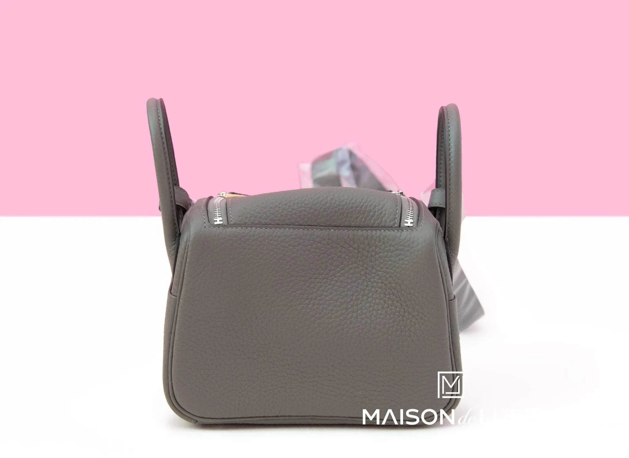 Hermes Mini Lindy 20 Gris Meyer Clemence Palladium Hardware