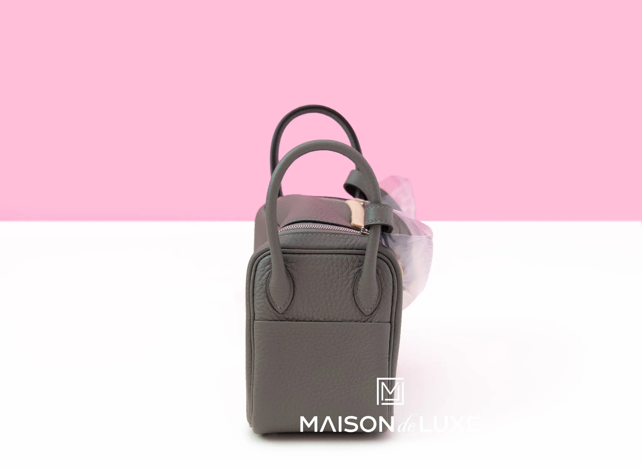 Hermes Mini Lindy 20 Gris Meyer Clemence Palladium Hardware