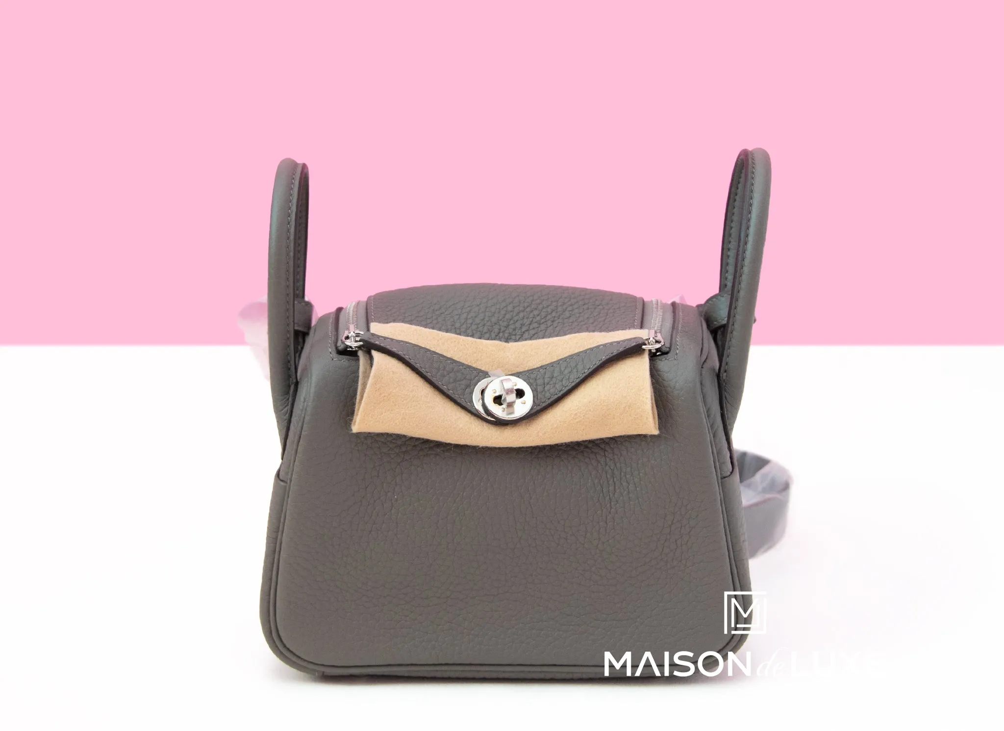 Hermes Mini Lindy 20 Gris Meyer Clemence Palladium Hardware