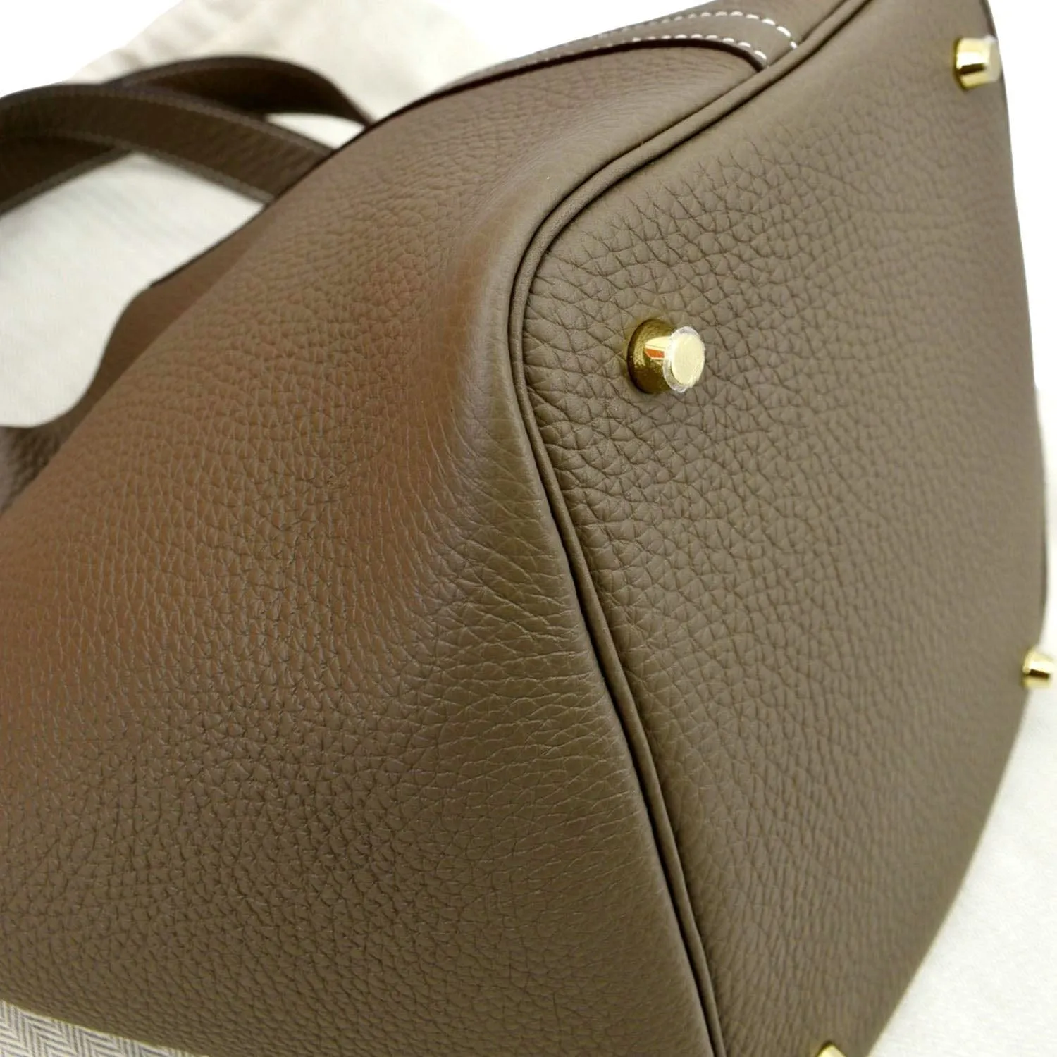 HERMES Picotin Lock 18 PM Taurillon Clemence Leather Bag Etoupe