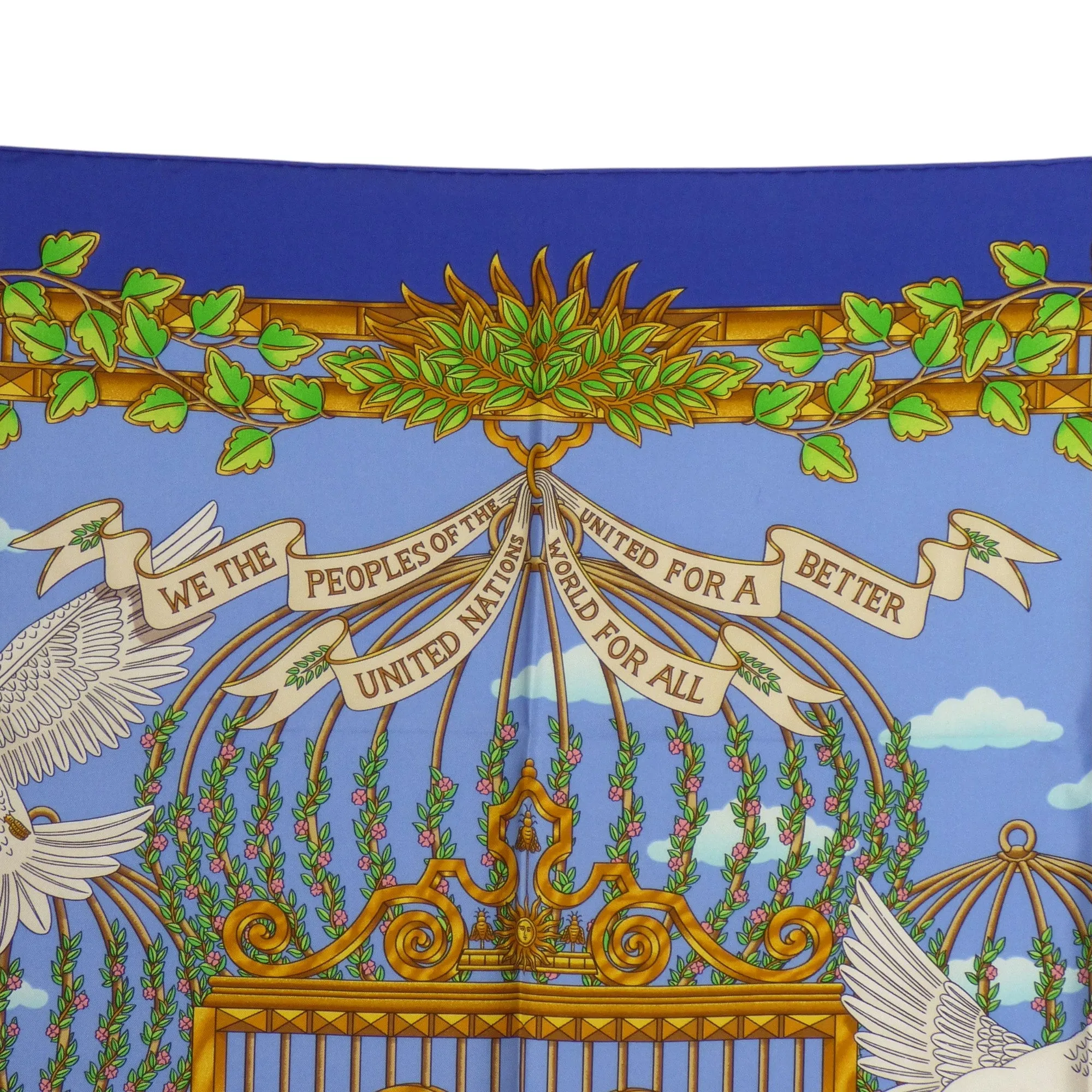 HERMES- "We The People of The United Nations" Print Silk Twill Scarf