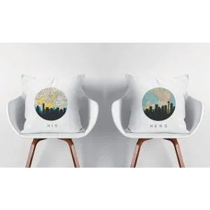 His and Hers Custom Map Pillow Set