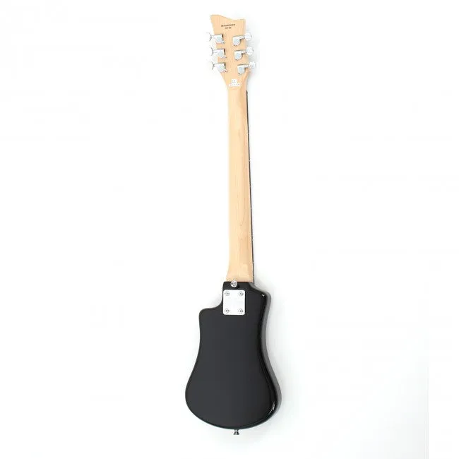 Hofner HOF-HCT-SH-DLX- BK-O Deluxe Shorty Electric Travel Guitar - Black - with Gig Bag