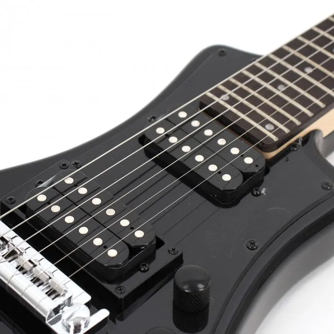 Hofner HOF-HCT-SH-DLX- BK-O Deluxe Shorty Electric Travel Guitar - Black - with Gig Bag