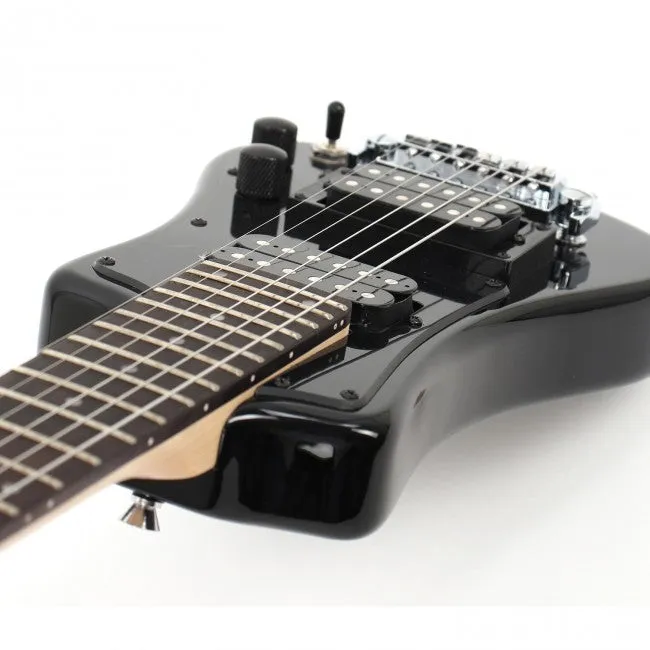 Hofner HOF-HCT-SH-DLX- BK-O Deluxe Shorty Electric Travel Guitar - Black - with Gig Bag