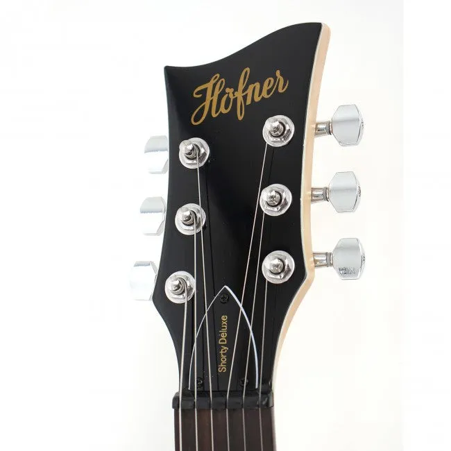 Hofner HOF-HCT-SH-DLX- BK-O Deluxe Shorty Electric Travel Guitar - Black - with Gig Bag