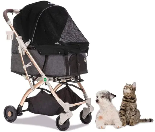 HPZ™ PET ROVER LITE Premium Light Travel Stroller For Small/Medium Dogs and Cats