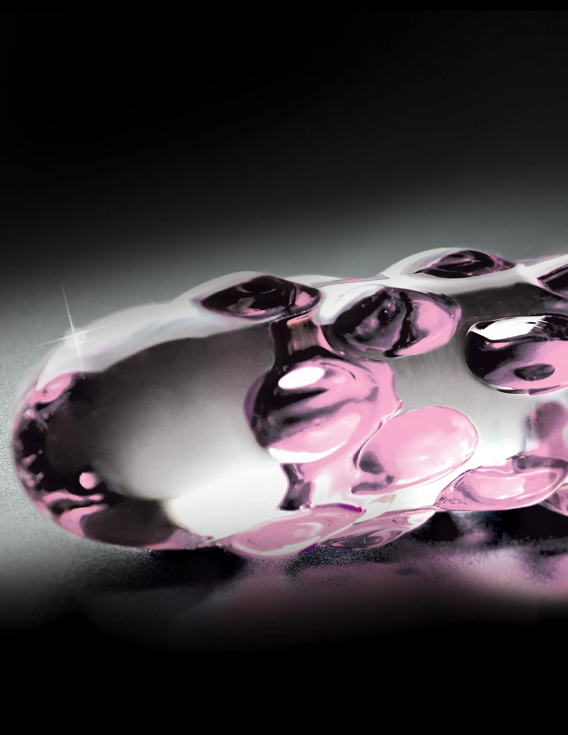 Icicles No. 7  - Clear/Pink Textured GLASS DILDO