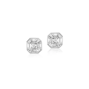 Illusion Asscher Cut Diamond Studs