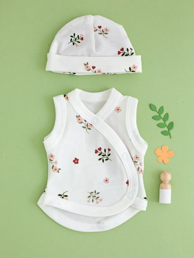 Incubator Vest & Round Hat Set, Beautiful Bloom