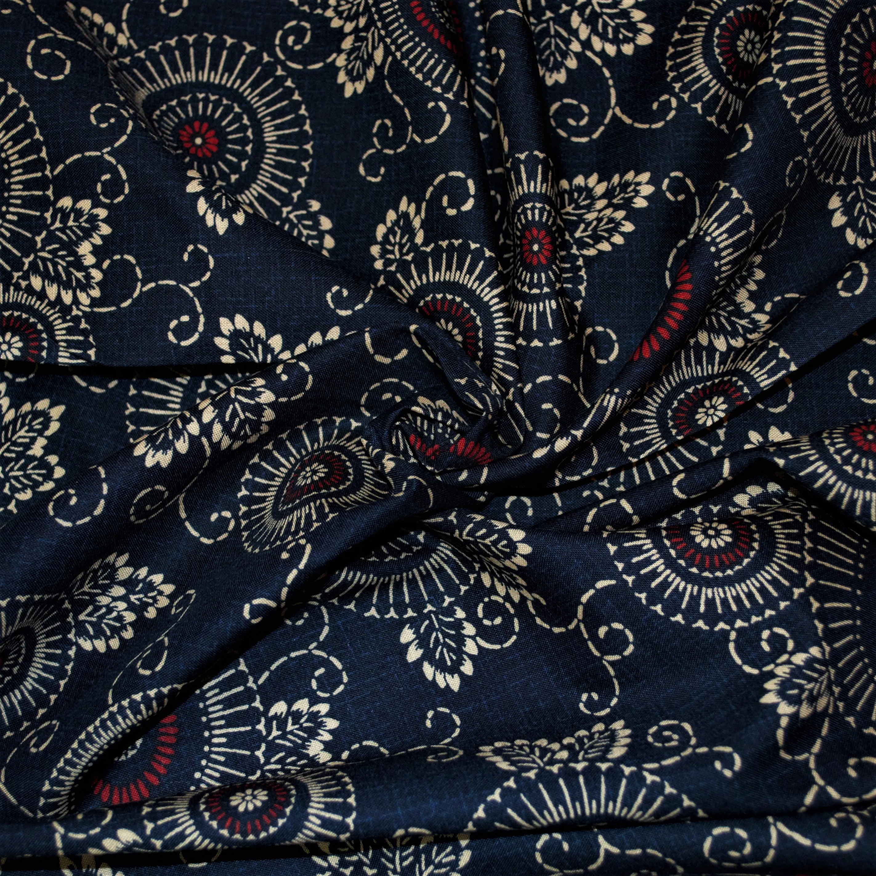 Indigo Fancy Floral Fan
