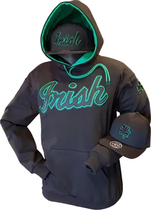 Irish Hoodie Premium Black Green Script