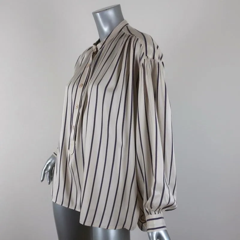 Isabel Marant Blouse Olda Ecru Striped Satin Size 36 Long Sleeve Top