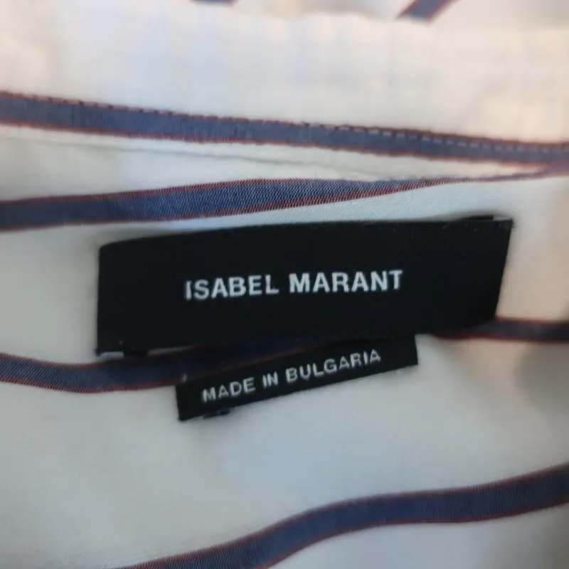 Isabel Marant Blouse Olda Ecru Striped Satin Size 36 Long Sleeve Top