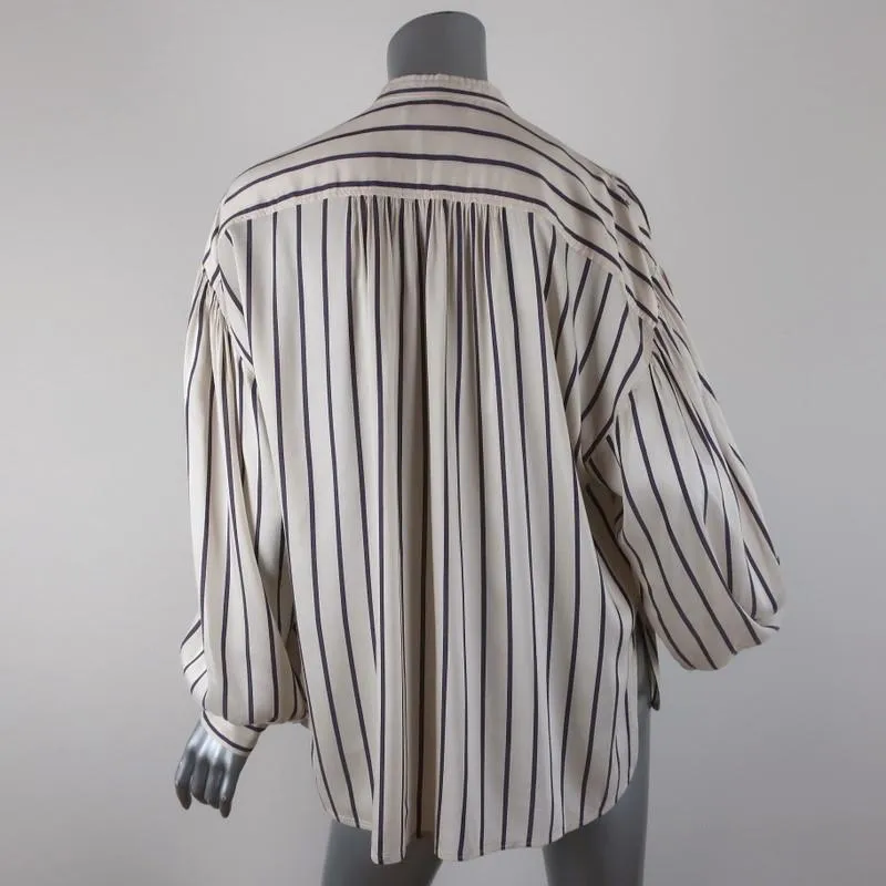 Isabel Marant Blouse Olda Ecru Striped Satin Size 36 Long Sleeve Top
