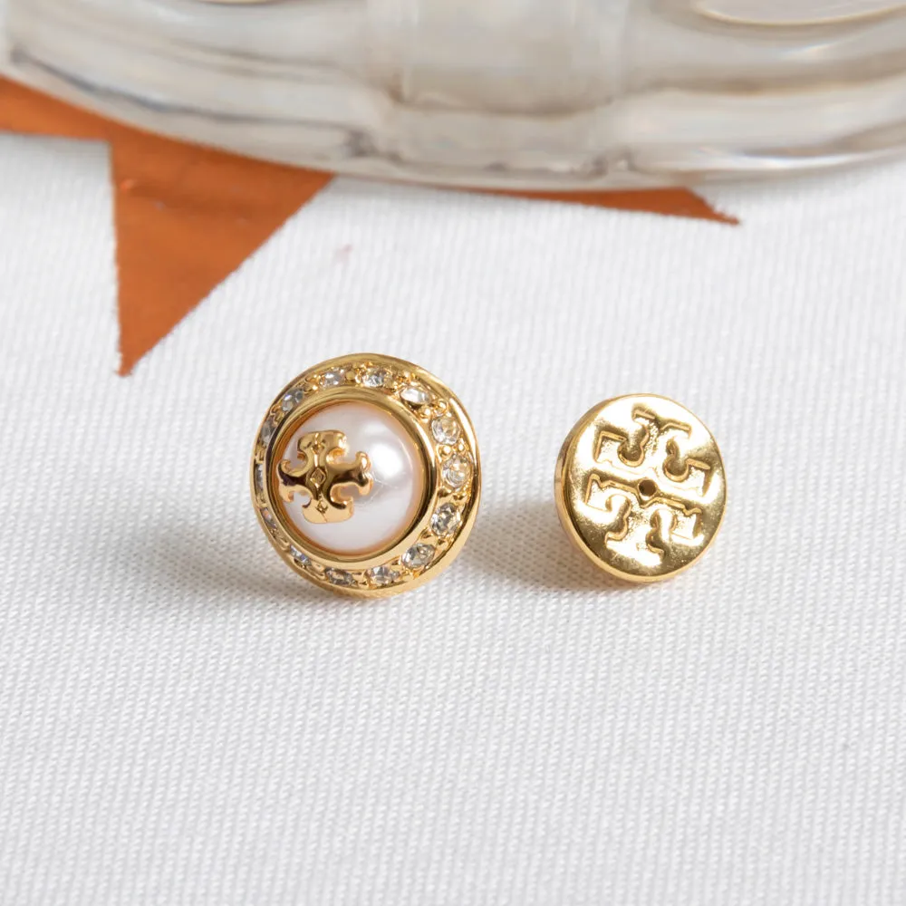 Ivory Crystal Gold Stud Natalie Earrings