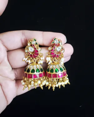 Jadau Kundan Peacock Jhumkas RN101