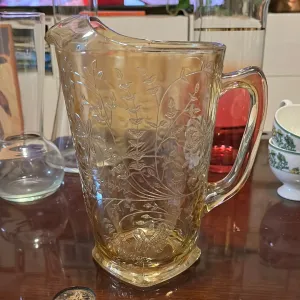 Jeannette Floragold "Louisa" Pitcher - 64oz - Iridescent Depression Glass