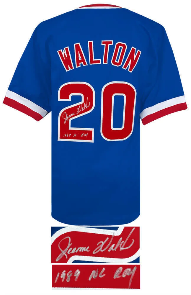 Jerome Walton (CUBS) Signed Blue Custom Baseball Jersey w/ROY - (SCHWARTZ COA)