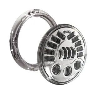 J.W. Speaker 555061 7in. 8790 LED Adaptive 2 Headlight with Mounting Ring - Chrome
