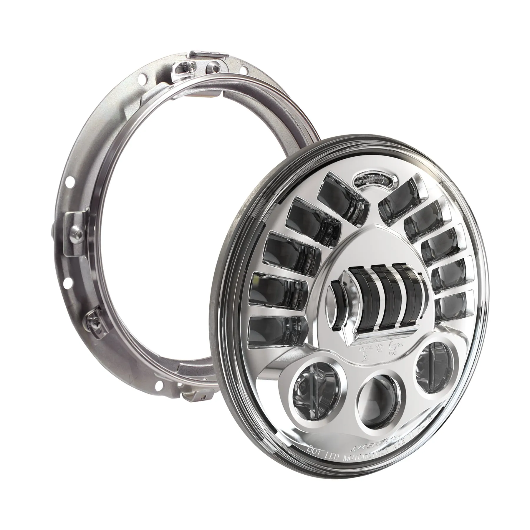 J.W. Speaker 555061 7in. 8790 LED Adaptive 2 Headlight with Mounting Ring - Chrome