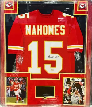 Kansas City Chiefs Patrick Mahomes Hand Signed Autographed Custom Red Jersey Custom Framed & Suede Matted with LED & VIDEO with BECKETT COA