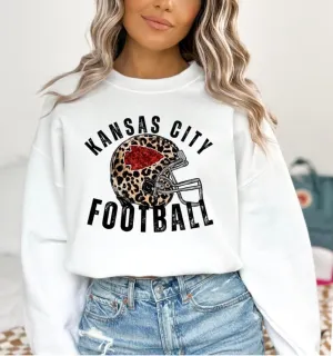 Kansas City Football Leopard Helmet with Red Arrowhead - White
