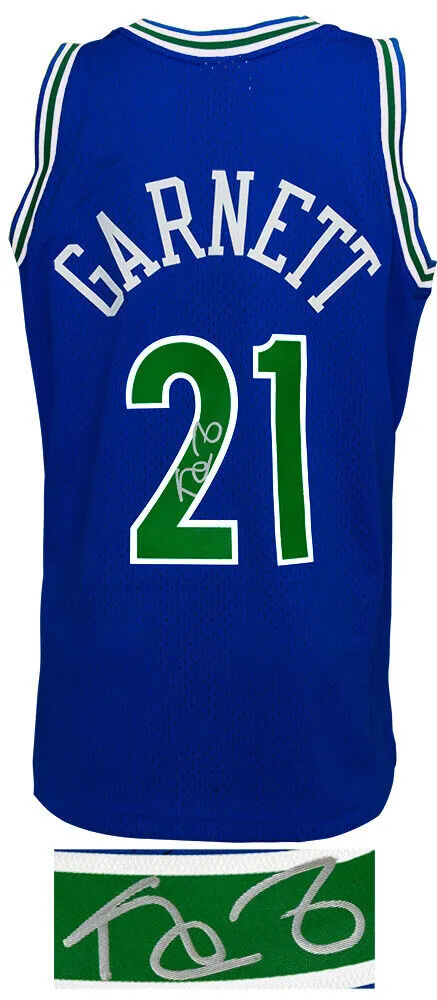 Kevin Garnett Signed Timberwolves 1995 T/B Blue M&N NBA Swingman Jersey (SS COA)