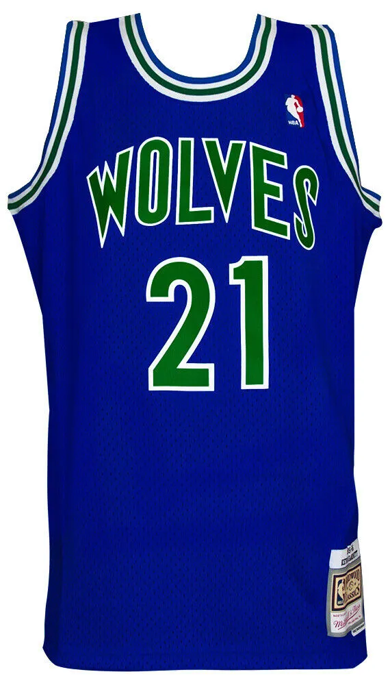 Kevin Garnett Signed Timberwolves 1995 T/B Blue M&N NBA Swingman Jersey (SS COA)