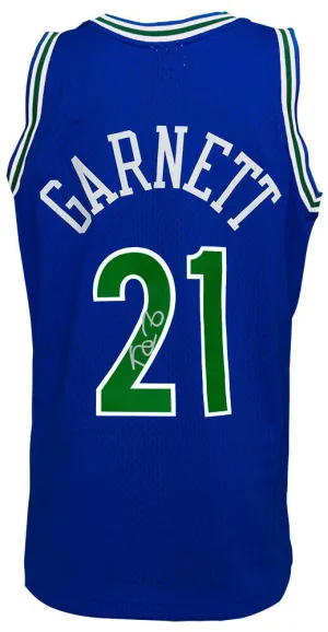 Kevin Garnett Signed Timberwolves 1995 T/B Blue M&N NBA Swingman Jersey (SS COA)