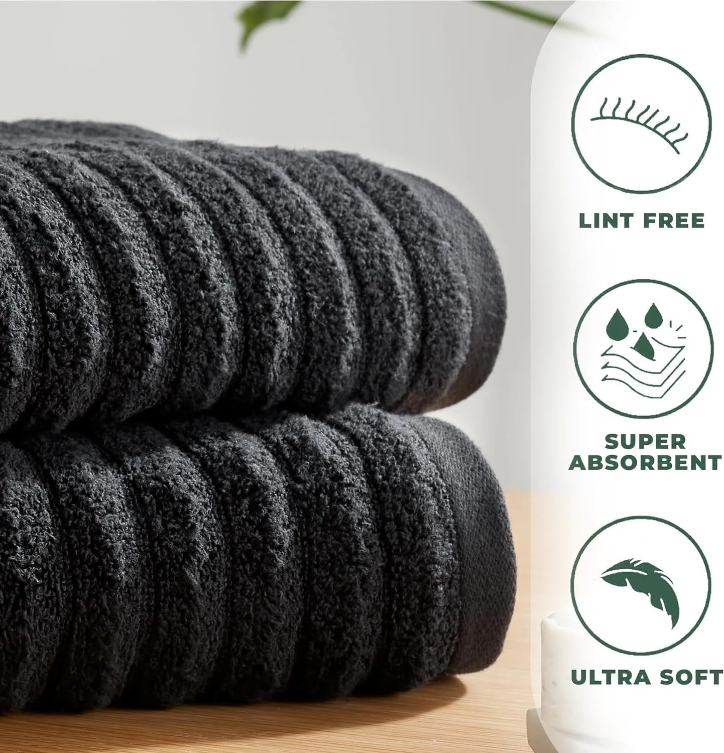 Kingston Bamboo Cotton Ribbed Bath Towels - Hotel Quality Towels