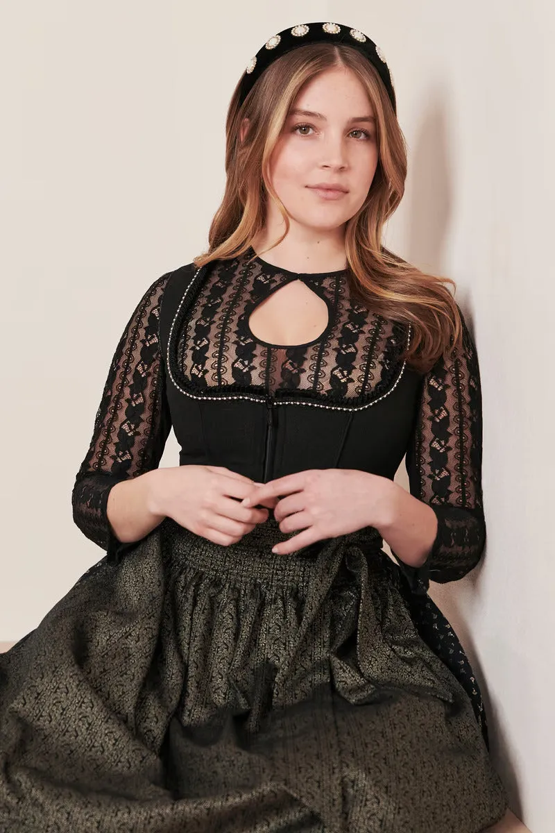Kruger Midi Dirndl 2pcs. 50cm "Adalyn" black