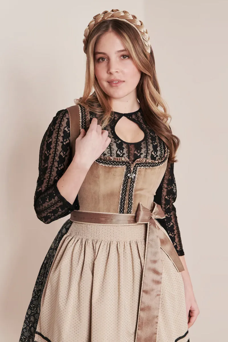 Kruger Midi Dirndl 2pcs. 50cm "Selene" brown (38)
