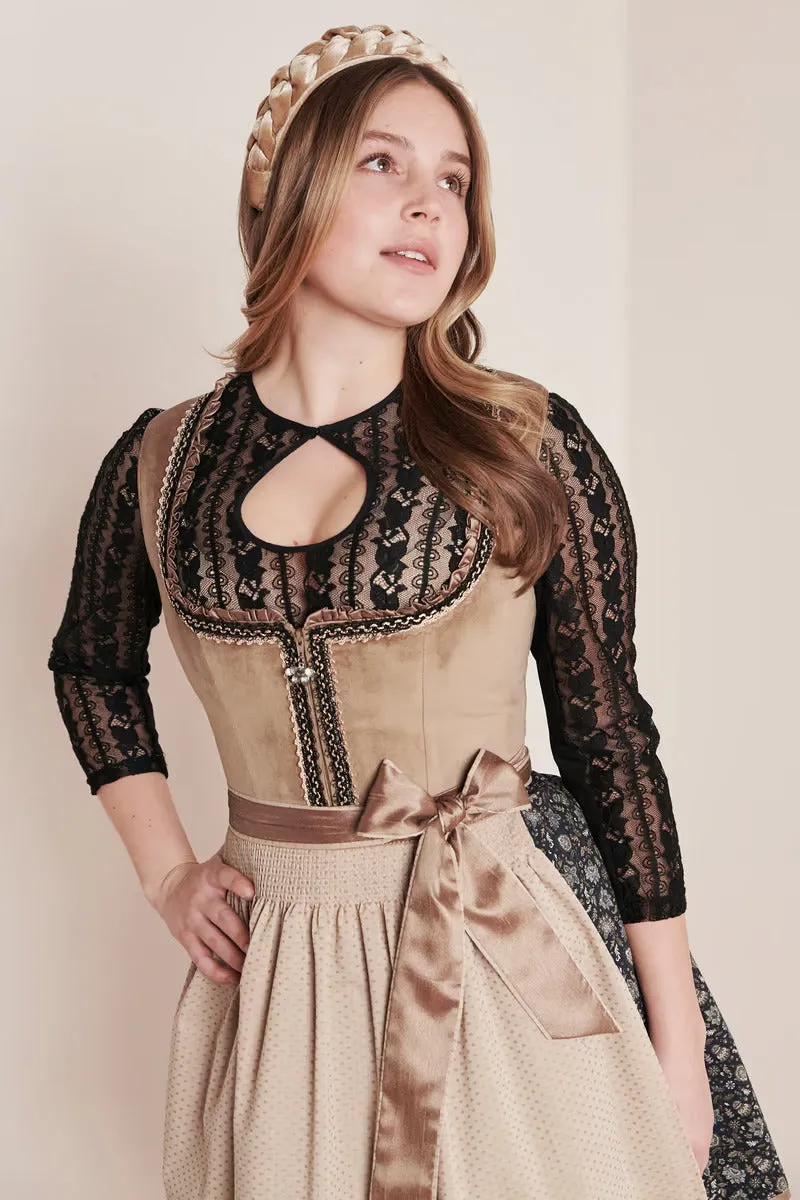 Kruger Midi Dirndl 2pcs. 50cm "Selene" brown (38)
