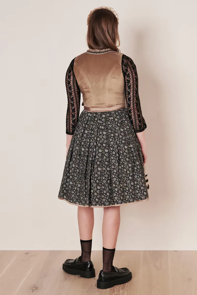 Kruger Midi Dirndl 2pcs. 50cm "Selene" brown (38)