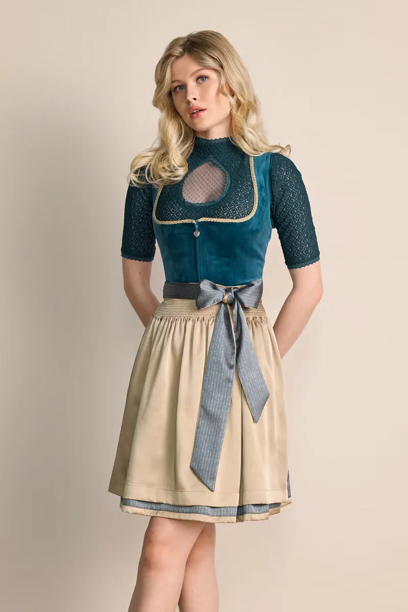 Kruger Mini Dirndl 2pcs. 50cm "Dena" turquoise (32,34)