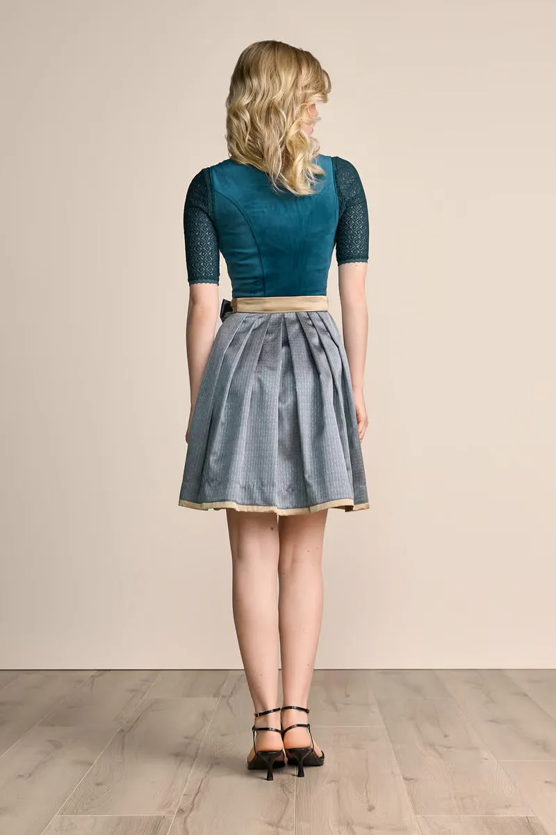 Kruger Mini Dirndl 2pcs. 50cm "Dena" turquoise (32,34)