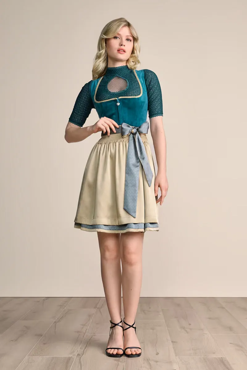 Kruger Mini Dirndl 2pcs. 50cm "Dena" turquoise (32,34)