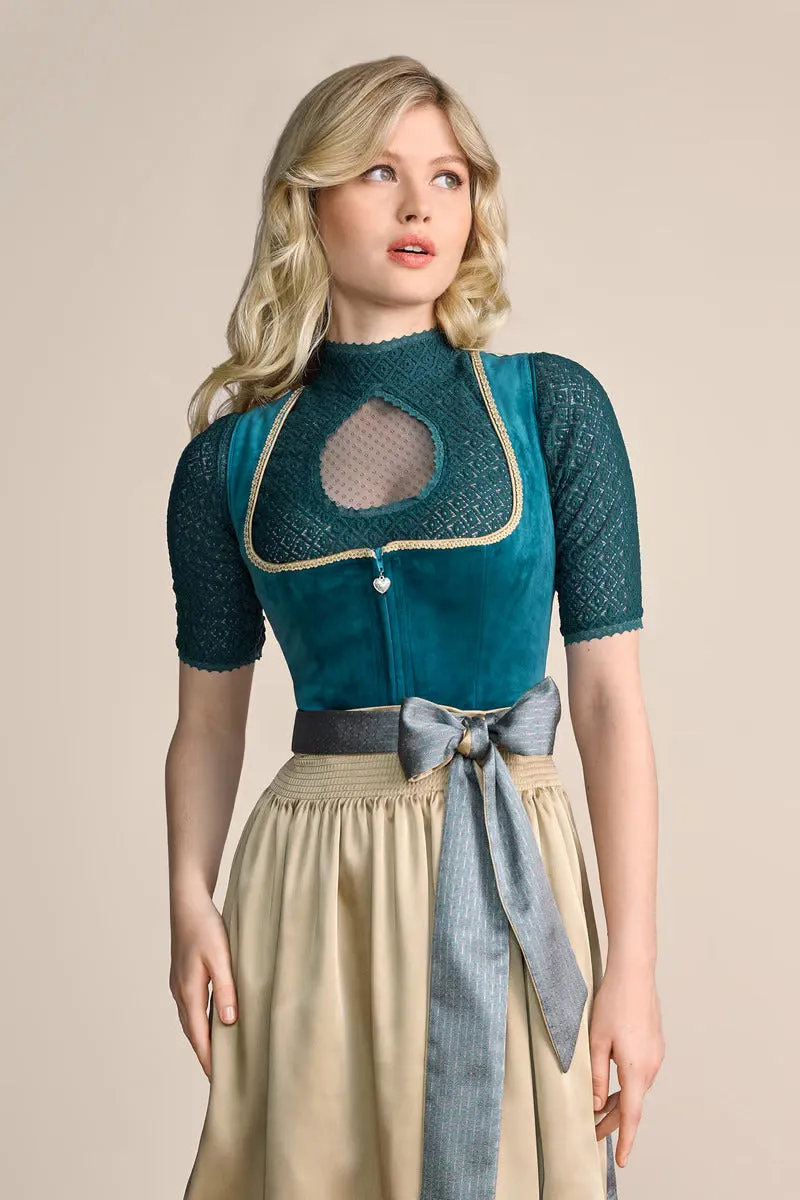 Kruger Mini Dirndl 2pcs. 50cm "Dena" turquoise (32,34)