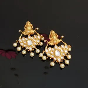 Kundan Temple Earring With Matte Gold Plating JT27