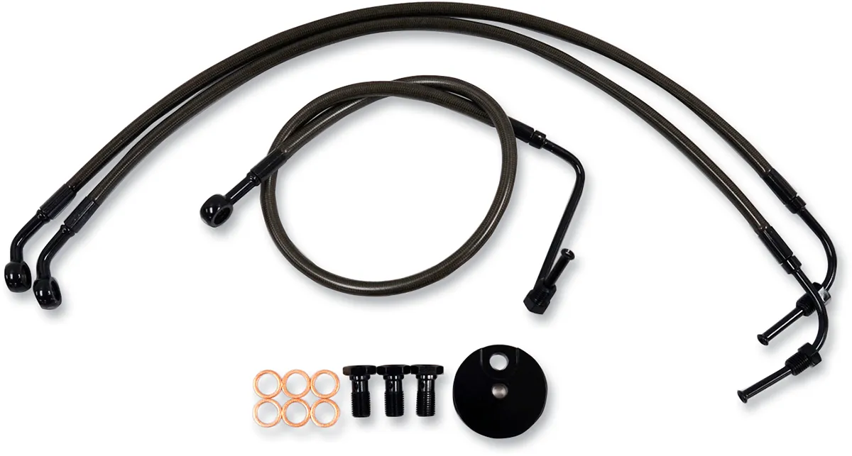 LA Choppers LA-8006B19M Midnight Standard Brake Lines - 18-20in. Ape Hangers