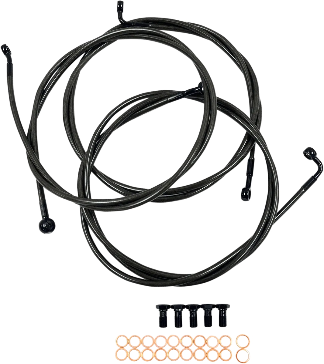 LA Choppers LA-8052B19M Midnight Braided Brake Lines - 18in.-20in. Ape Hangers