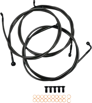 LA Choppers LA-8052B19M Midnight Braided Brake Lines - 18in.-20in. Ape Hangers