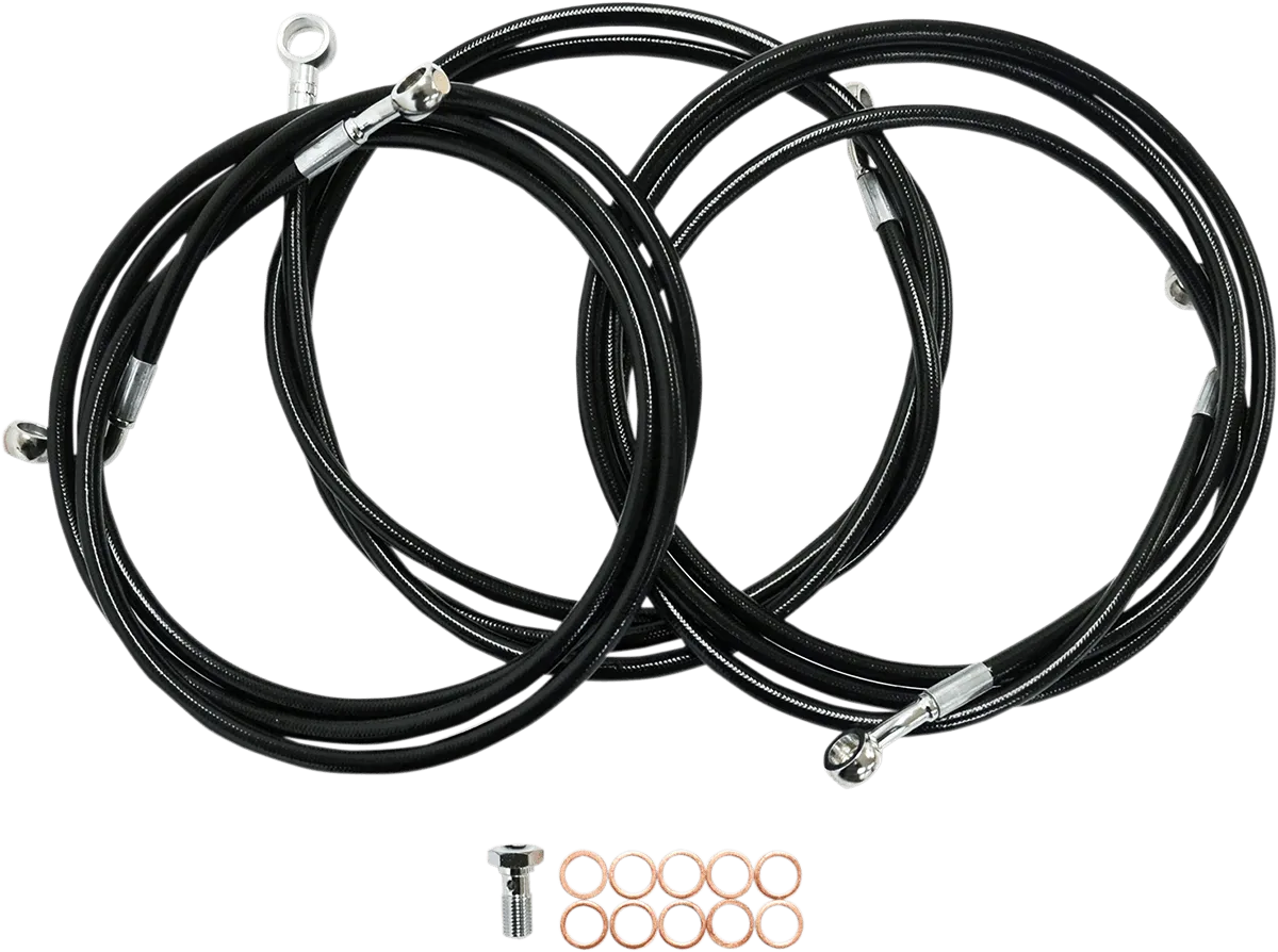 LA Choppers LA-8210B13B Black Vinyl-Coated Stainless Steel Brake Line Kit - 12in.-14in. Ape Hangers