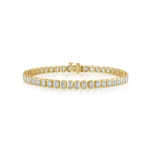 Lab Grown Emerald Cut Bezel Tennis Bracelet